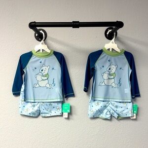 NWT Twin alert! 2xDisney Kids 18mo Winnie the Pooh Swim Rashguard Sets. 😍😍😍😍😍